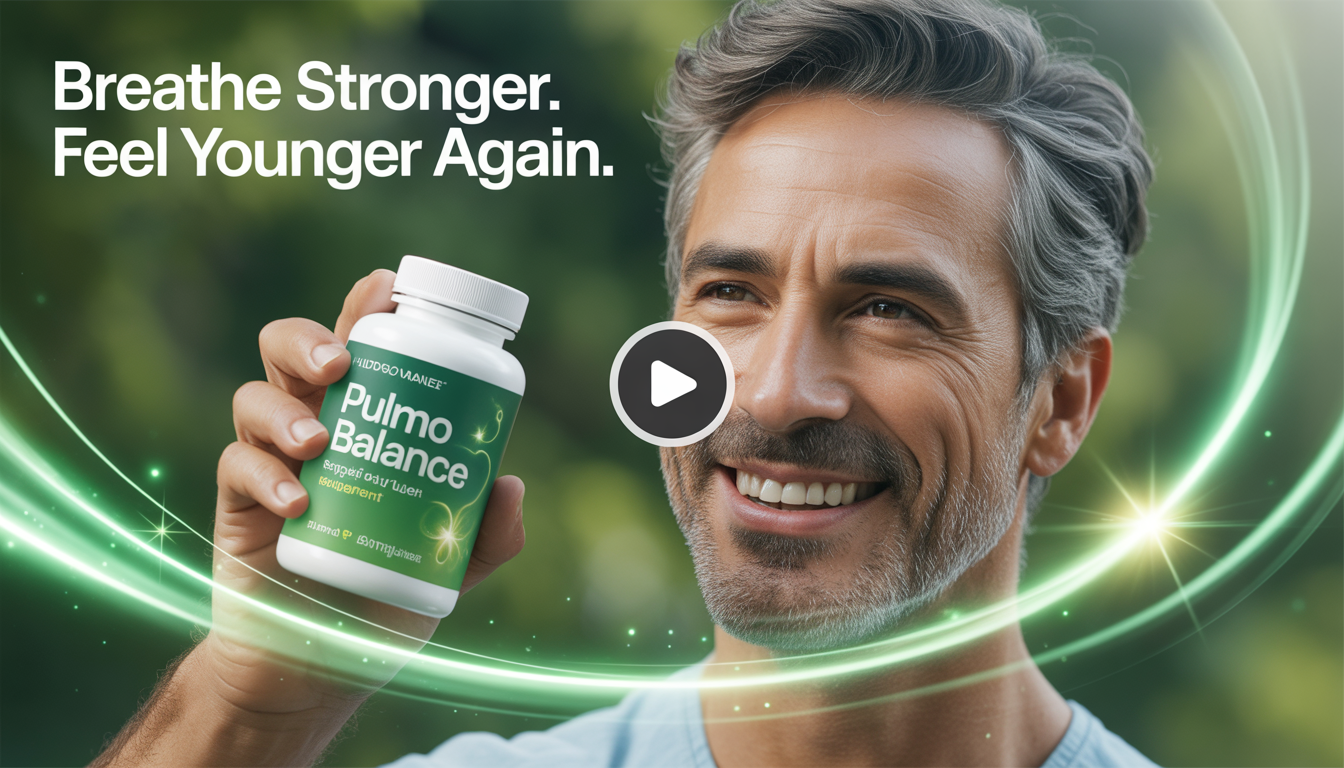 Clickable pulmo balance supplement image with play button, inviting viewers to watch product video.